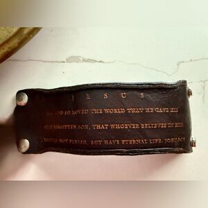 Rustic Vintage adjustable leather inspirational bible verse John 3:16 bracelet!